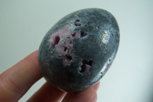 Rhodochrosite in matrix carved egg from Colorado