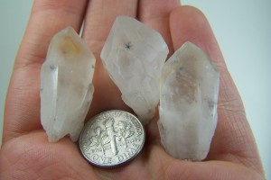 (3) Hollandite included Quartz crystals from Madagascar