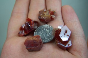 (4) Vanadinite crystals from Mibladen, Morocco