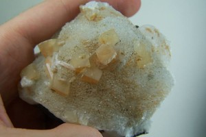 Calcite crystals on Quartz from India