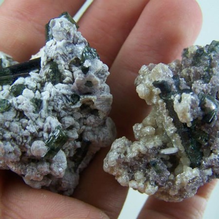 (2) Elbaite Tourmaline in Lepidolite from Minas Gerais, Brazil