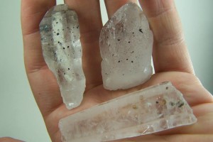 (3) Clinochlore included Quartz crystals from Minas Gerais, Brazil