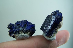 (2) Azurite crystals from Mibladen, Morocco