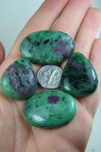 (4) Ruby in Zoisite cabochons