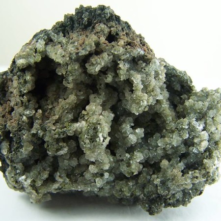 Calcite on Mottramite from Tsumeb Mine, Tsumeb, Otjikoto Region, Namibia