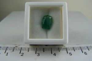 Emerald facet from Muzo Mines, Columbia