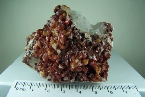 Hematite coated Calcite on Quartz from Morocco 