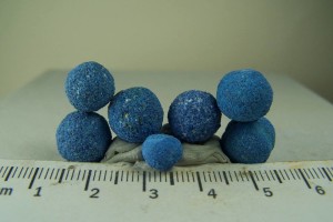 (7) Azurite “blueberries” from La Sal, Utah