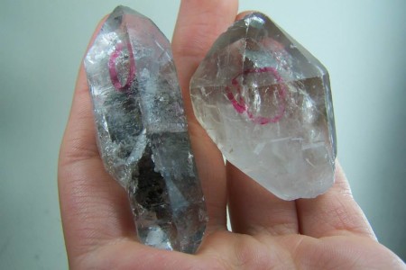 (2) Enhydro Quartz crystals from Tibet