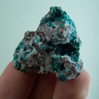 Dioptase on Calcite from Tsumeb Mine, Tsumeb, Otjikoto Region, Namibia