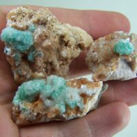 (3) Selenite over Rosasite on Dolomite from Bou Bekker, Morocco