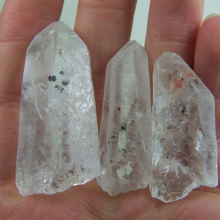 (3) Clinochlore included Quartz crystals from Minas Gerais, Brazil