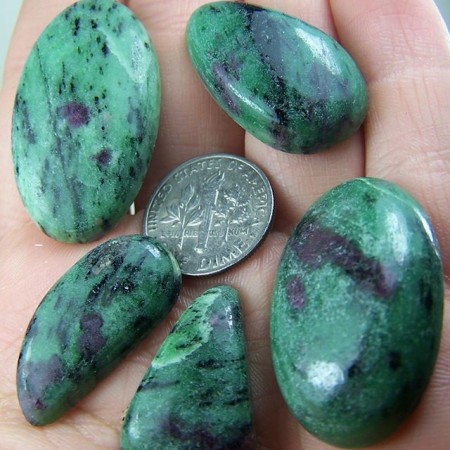 (5) Ruby in Zoisite cabochons