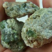 (3) Demantoid Garnet on Quartz from Tubussis Farm, Namibia
