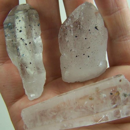 (3) Clinochlore included Quartz crystals from Minas Gerais, Brazil