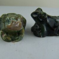 (2) Rainforest Jasper frog carvings from Australia