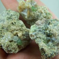 (3) Demantoid Garnet on Quartz from Tubussis Farm, Namibia