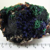 Azurite with Malachite on matrix from Touissit, Morocco