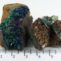 (2) Azurite & Malachite after Azurite specimens from Ojuela Mine, Mapimi, Durango, Mexico