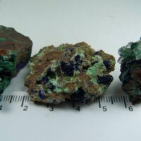 (3) Azurite, Malachite, & Azurite after Malachite specimens from Ojuela Mine, Mapimi, Durango, Mexico