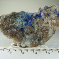 Linarite on Quartz from Reward Mine, Inyo Co., California