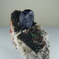 Azurite crystal on matrix from Milpillas Mine, Sonora, Mexico