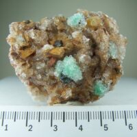 Selenite on Rosasite on Dolomite from Bou Bekker, Touissit Morocco