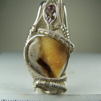 Druze Quartz shell & Amethyst pendant from India