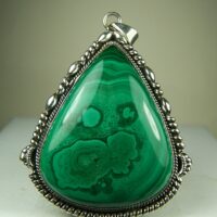 Malachite cabochon pendant from Democratic Republic of Congo