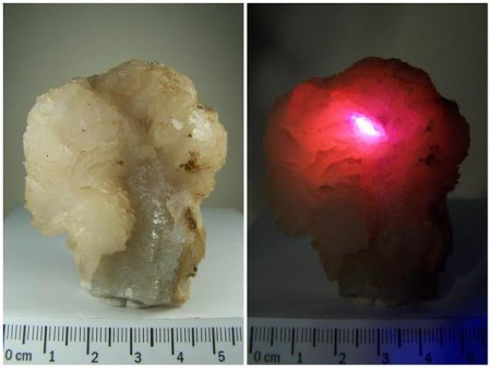 UV reactive Calcite on Quartz from Huanggang Mines, Inner Mongolia