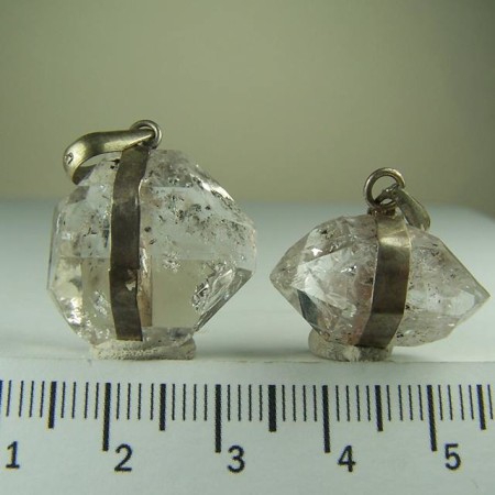 (2) Doubly terminated Quartz pendants from Pakistan