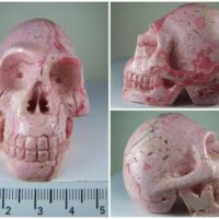 Rhodochrosite carved skull from Argentina